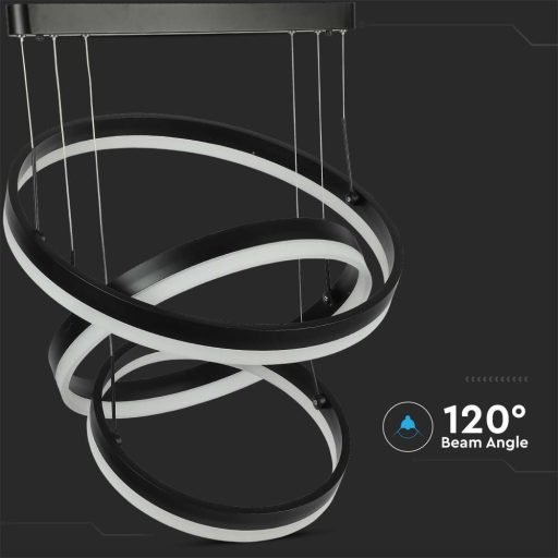 V-TAC 86W Led dimmelhető dizájn függeszték - fekete - 3000K - 213990