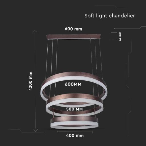 V-TAC 86W Led dimmelhető dizájn függeszték - barna - 3000K - 213991