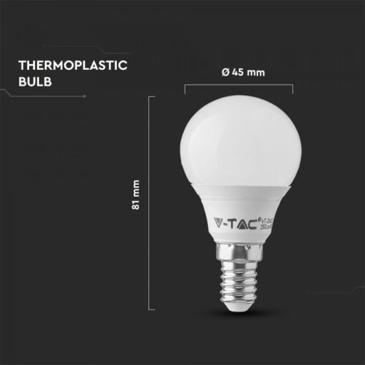 V-TAC LED izzó  E14 P45 3.7W 180° 6500K kisgömb - 214124
