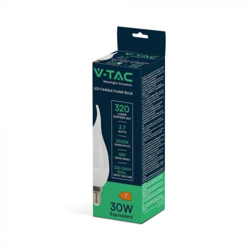 V-TAC LED izzó  E14 C37 3,7W 180° 3000K gyertyaláng - 214164