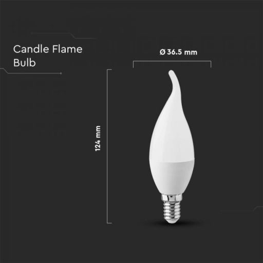 V-TAC LED izzó  E14 C37 3,7W 180° 3000K gyertyaláng - 214164