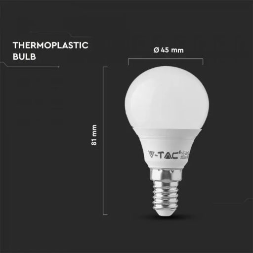 V-TAC LED izzó  E14 P45 3.7W 180° 4000K kisgömb - 214174