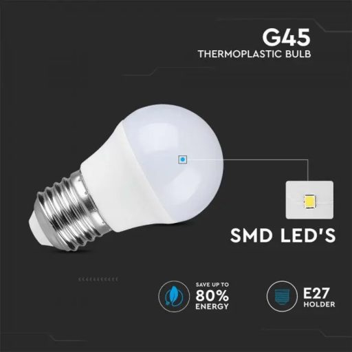 V-TAC LED izzó  E27 G45 3.7W 180° 6500K kisgömb- 214207