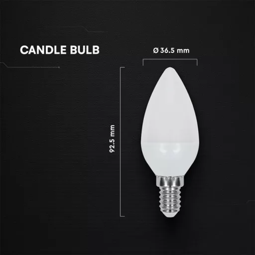 V-TAC LED izzó  E14 C37 4.5W 180° 3000K gyertya (CREE Chip) - 21421516