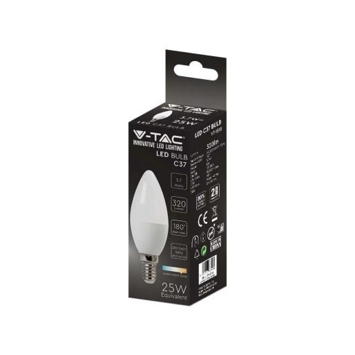 V-TAC LED izzó  E14 C37 3.7W 180° 3000K gyertya - 214216