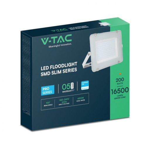 V-TAC 200W LED reflektor 100° 6500K fehér házas (Samsung Chip) - 21421