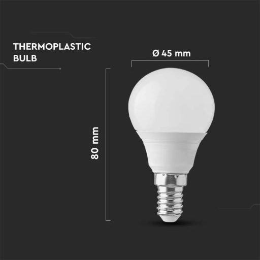 V-TAC LED izzó  E14 P45 4.5W 180° 4000K kisgömb - 2142511