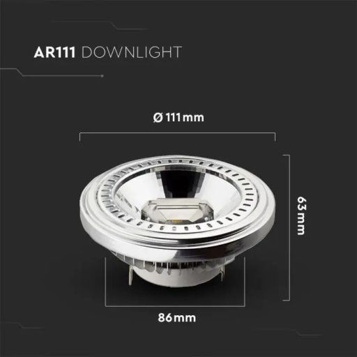 V-TAC Süllyeszthető LED spotlámpa  G53 AR111 15W 12V 40° 3000K - 214257