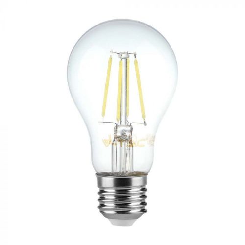 V-TAC Átlátszó LED filament COG lámpa E27 A60 6W 3000K gömb - 214272
