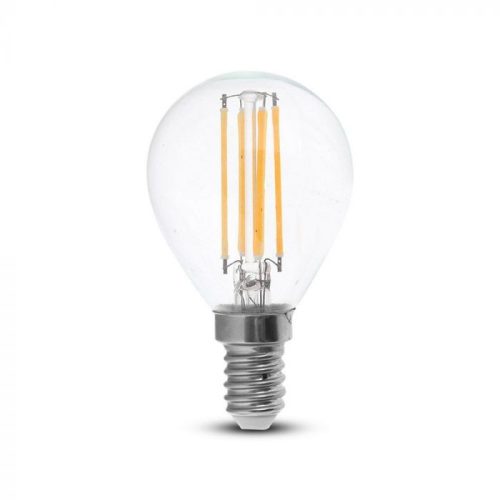 V-TAC Átlátszó LED filament COG lámpa E14 P45 4W 2700K kisgömb - 214300