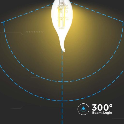 V-TAC Átlátszó LED izzó filament COG  E14 C37 4W 2700K gyertyaláng - 214302