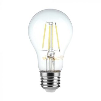   V-TAC Átlátszó LED izzó filament COG  E27 A60 6W 4000K gömb - 214303