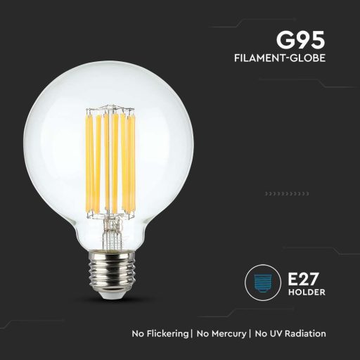V-TAC Borostyán LED izzó filament COG  E27 G95 6W 3000K - 214305