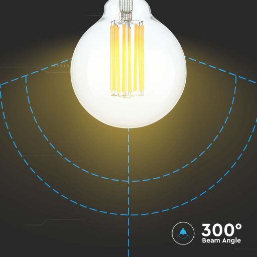 V-TAC Borostyán LED izzó filament COG  E27 G95 6W 3000K - 214305