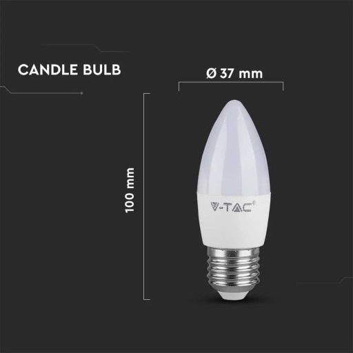 V-TAC LED izzó  E27 C37 4.5W 200° 3000K gyertya - 2143421