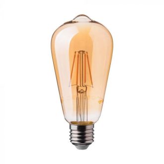   V-TAC Borostyán LED izzó filament COG  E27 ST64 6W 2200K - 214362