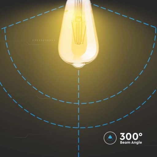 V-TAC Borostyán LED izzó filament COG  E27 ST64 6W 2200K - 214362