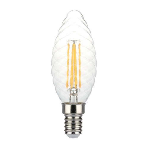 V-TAC Dimmelhető átlátszó LED filament COG lámpa E14 C35 4W 3000K gyertya - 214367