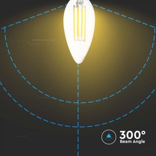 V-TAC Átlátszó LED izzó filament COG  E14 C35 4W 4000K gyertya - 214413