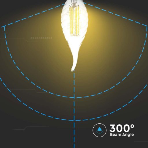 V-TAC Átlátszó LED izzó filament COG  E14 C35 4W 6400K gyertyaláng - 214432