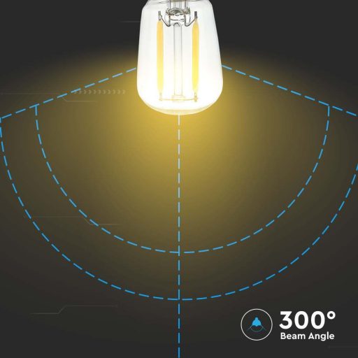 V-TAC Átlátszó LED izzó filament COG  E14 ST64 2W 3000K kisgömb - 214444