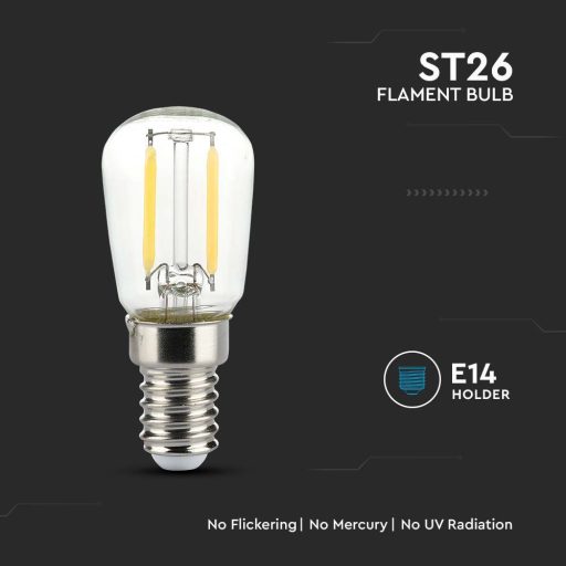 V-TAC Átlátszó LED izzó filament COG  E14 ST64 2W 3000K kisgömb - 214444