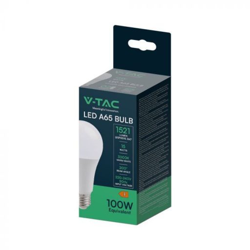 V-TAC LED izzó  E27 A65 15W 200° 3000K gömb - 214453