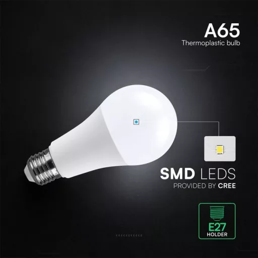 V-TAC LED izzó  E27 A65 15W 200° 4000K gömb (CREE Chip) - 2144546