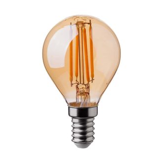   V-TAC Borostyán LED izzó filament COG  E14 P45 4W 2200K kisgömb - 214499