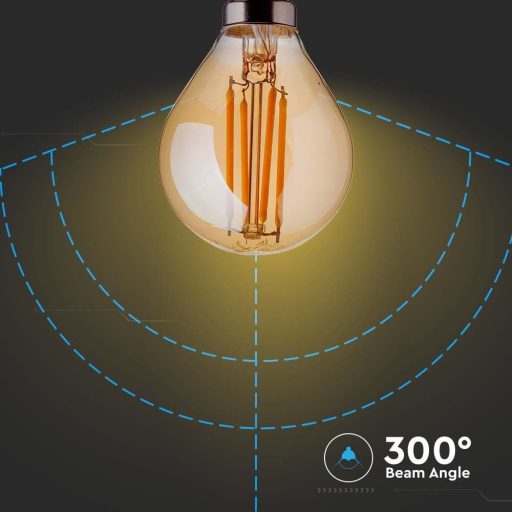 V-TAC Borostyán LED izzó filament COG  E14 P45 4W 2200K kisgömb - 214499