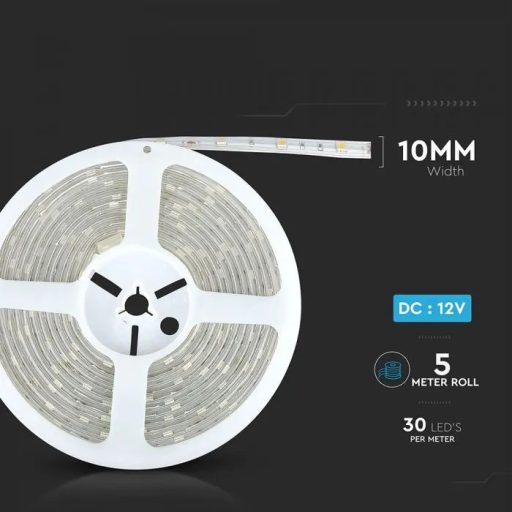 V-TAC LED szalag SMD5050 30LED/M 4.8W/M 12V IP65 6400K - 2144