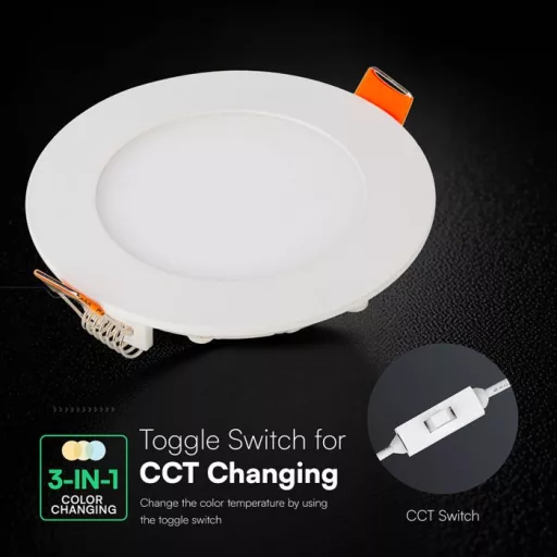 V-TAC VÉKONY Süllyeszthető kör alakú MINI LED panel 6W CCT 3in1 (Cree Chip) - 2148546