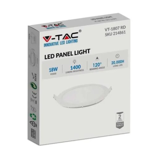 V-TAC Süllyeszthető kör alakú PRÉMIUM MINI LED panel 6W 3000K - 214854