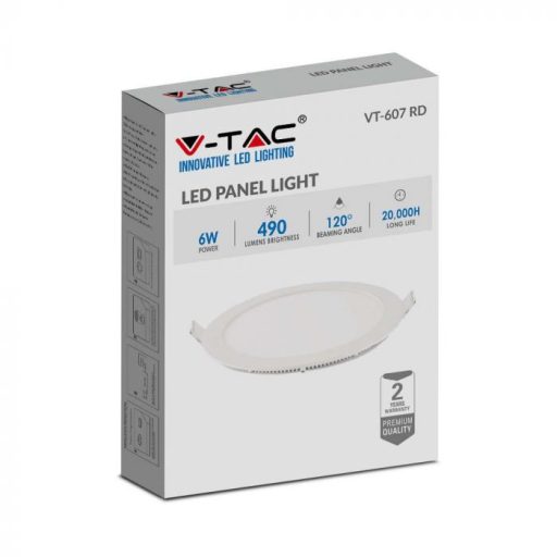 V-TAC Süllyeszthető kör alakú PRÉMIUM MINI LED panel 6W 4000K - 214855