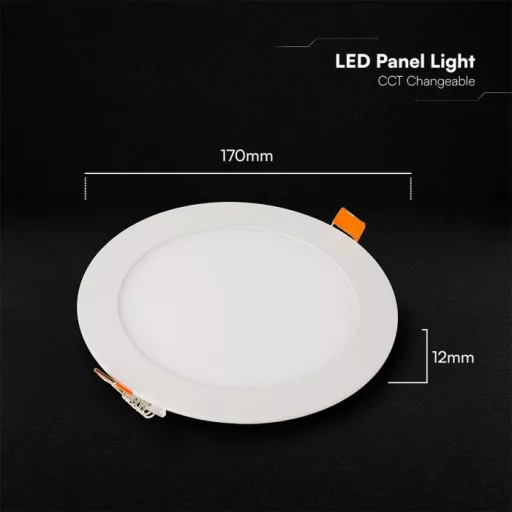 V-TAC VÉKONY Süllyeszthető kör alakú MINI LED panel 12W CCT 3in1 (Cree Chip) - 2148596