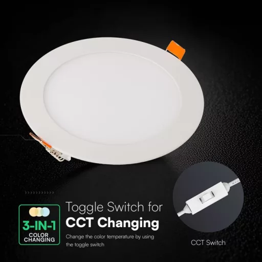 V-TAC VÉKONY Süllyeszthető kör alakú MINI LED panel 12W CCT 3in1 (Cree Chip) - 2148596
