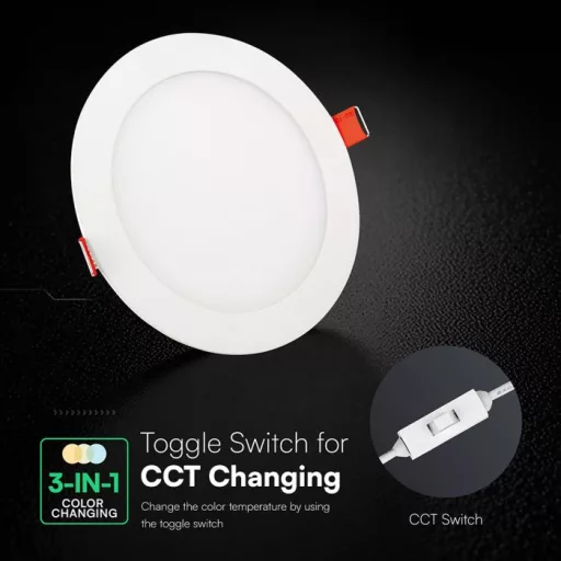 V-TAC VÉKONY Süllyeszthető kör alakú MINI LED panel 18W CCT 3in1 (Cree Chip) - 2148606