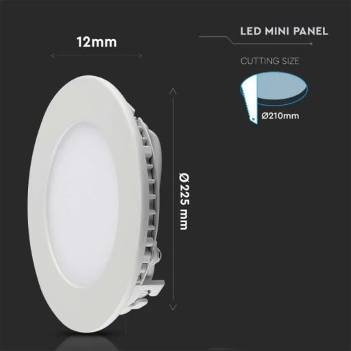 V-TAC Süllyeszthető kör alakú PRÉMIUM MINI LED panel 18W 6400K - 214862