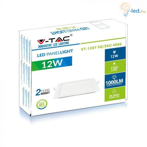 V-TAC Süllyeszthető négyzet alakú PRÉMIUM MINI LED panel 12W 6400K - 214868