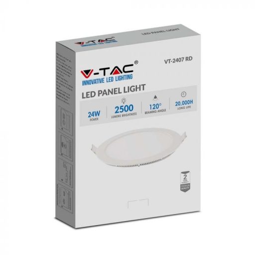 V-TAC Süllyeszthető kör alakú PRÉMIUM MINI LED panel 24W 4000K - 214873