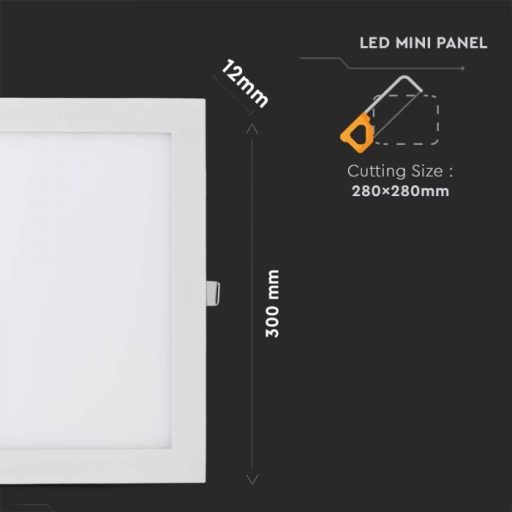 V-TAC Süllyeszthető négyzet alakú PRÉMIUM MINI LED panel 24W 6400K - 214889