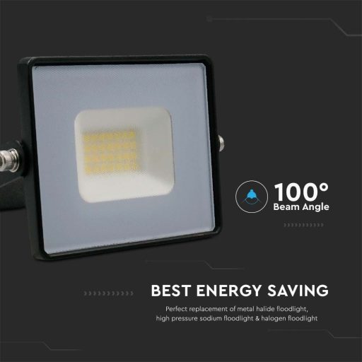 V-TAC 20W LED reflektor E-széria 110° 3000K fekete házas - 215946