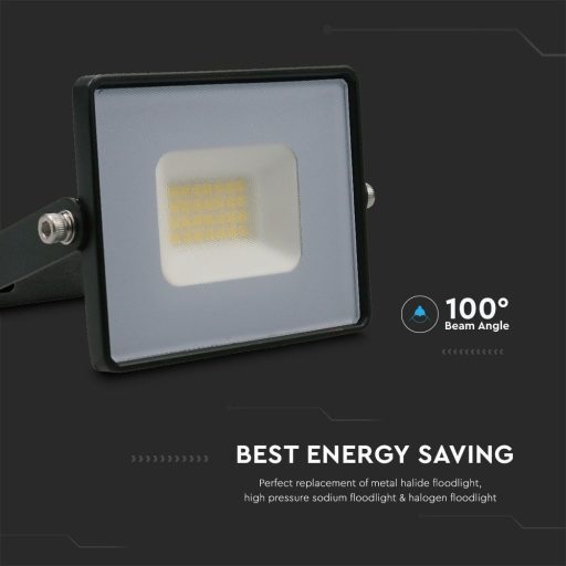 V-TAC 20W LED reflektor E-széria 110° 6500K fekete házas - 215948