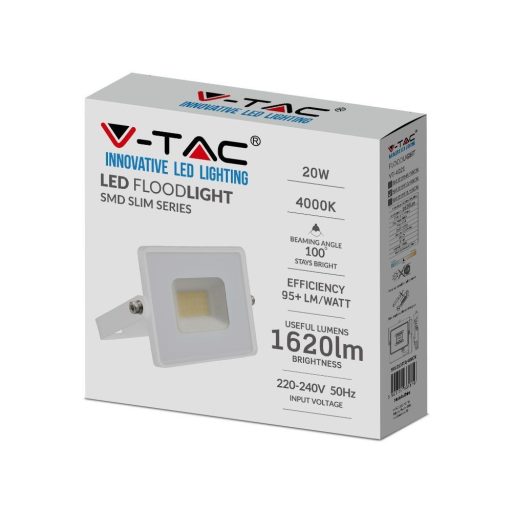 V-TAC 20W LED reflektor E-széria 110° 4000K fehér házas - 215950
