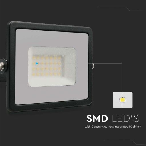 V-TAC 30W LED reflektor E-széria 110° 3000K fekete házas - 215952