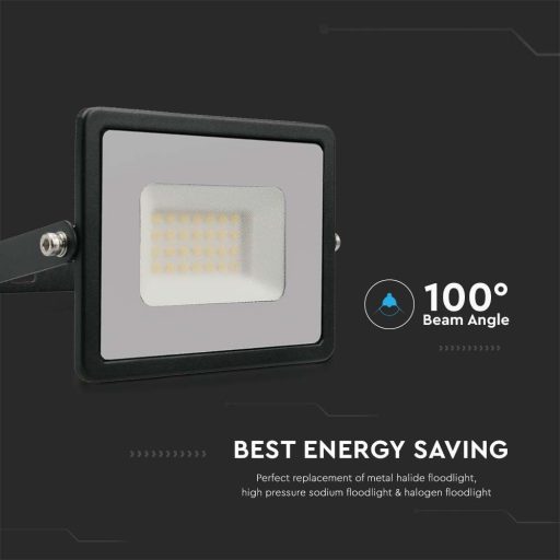 V-TAC 30W LED reflektor E-széria 110° 3000K fekete házas - 215952