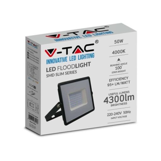 V-TAC 50W LED reflektor E-széria 110° 4000K fekete házas - 215959 Akciós