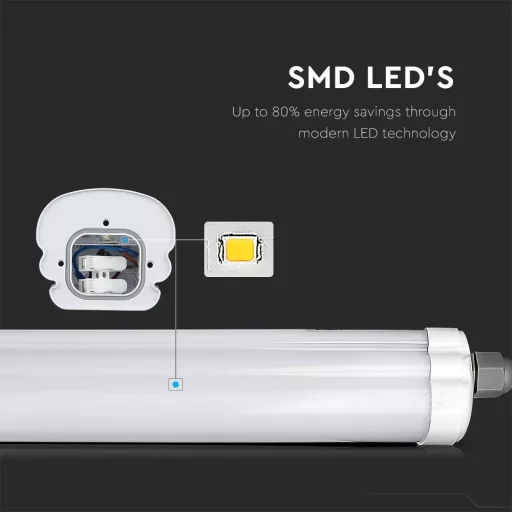 V-TAC 36W Vízálló sorolható LED armatúra 120 cm 120° 6400K IP65 - 216284