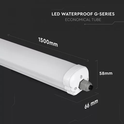 V-TAC 48W Vízálló sorolható LED armatúra 150 cm 120° CREE CHIP 4000K IP65 - 2162876