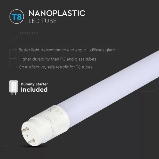 V-TAC 9W LED fénycső T8 G13 60 cm 160° 6400K - 216394